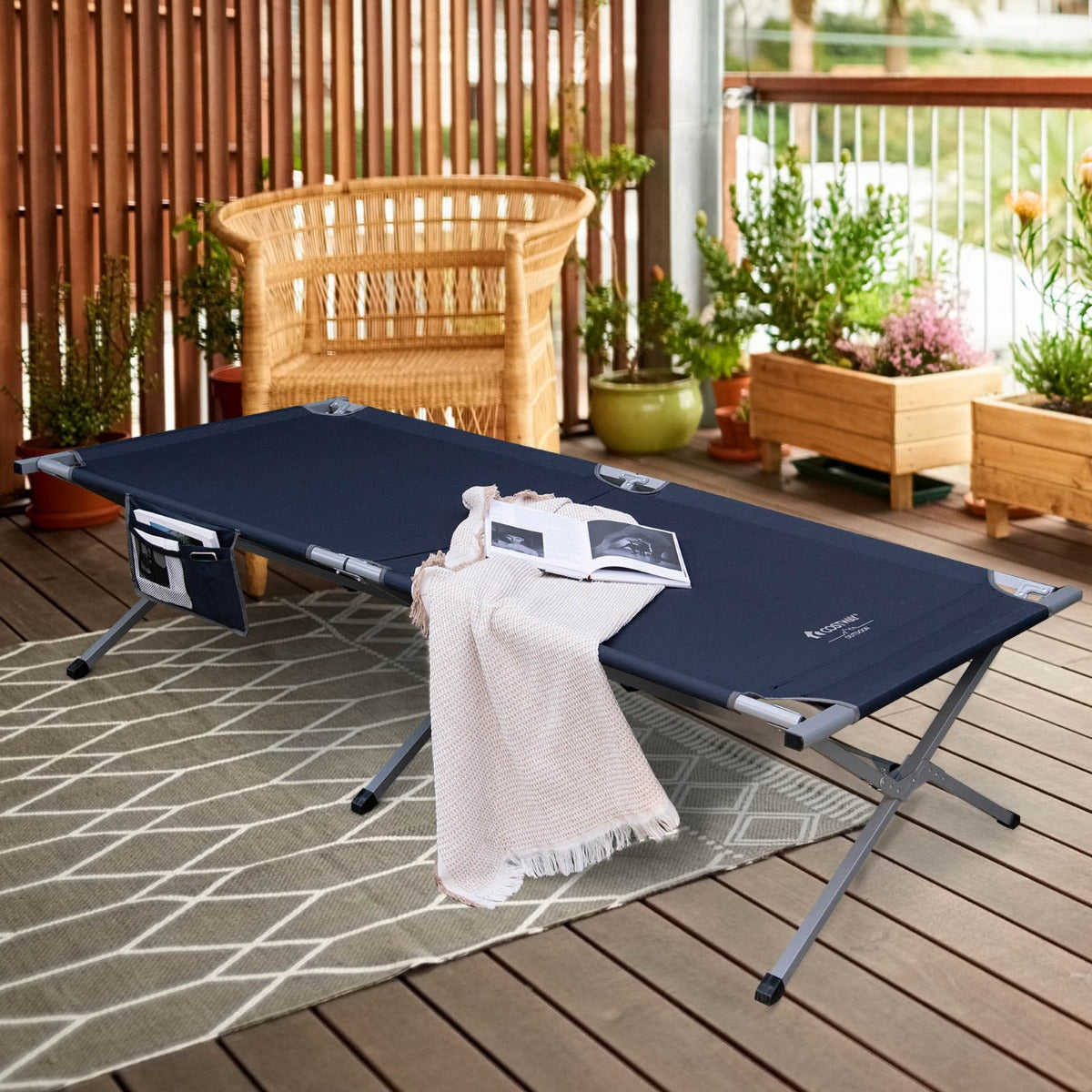 NNECW Foldable Camping Cot with Carry Bag for Camping Office-0